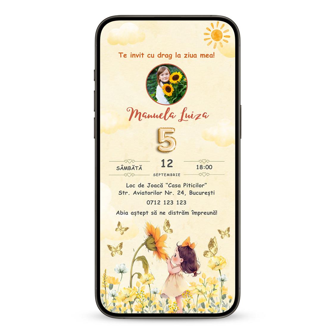 Invitatie Zi De Nastere Sunshine, Format Digital-BalloonEvents.ro