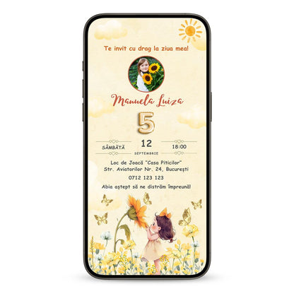 Invitatie Zi De Nastere Sunshine, Format Digital-BalloonEvents.ro