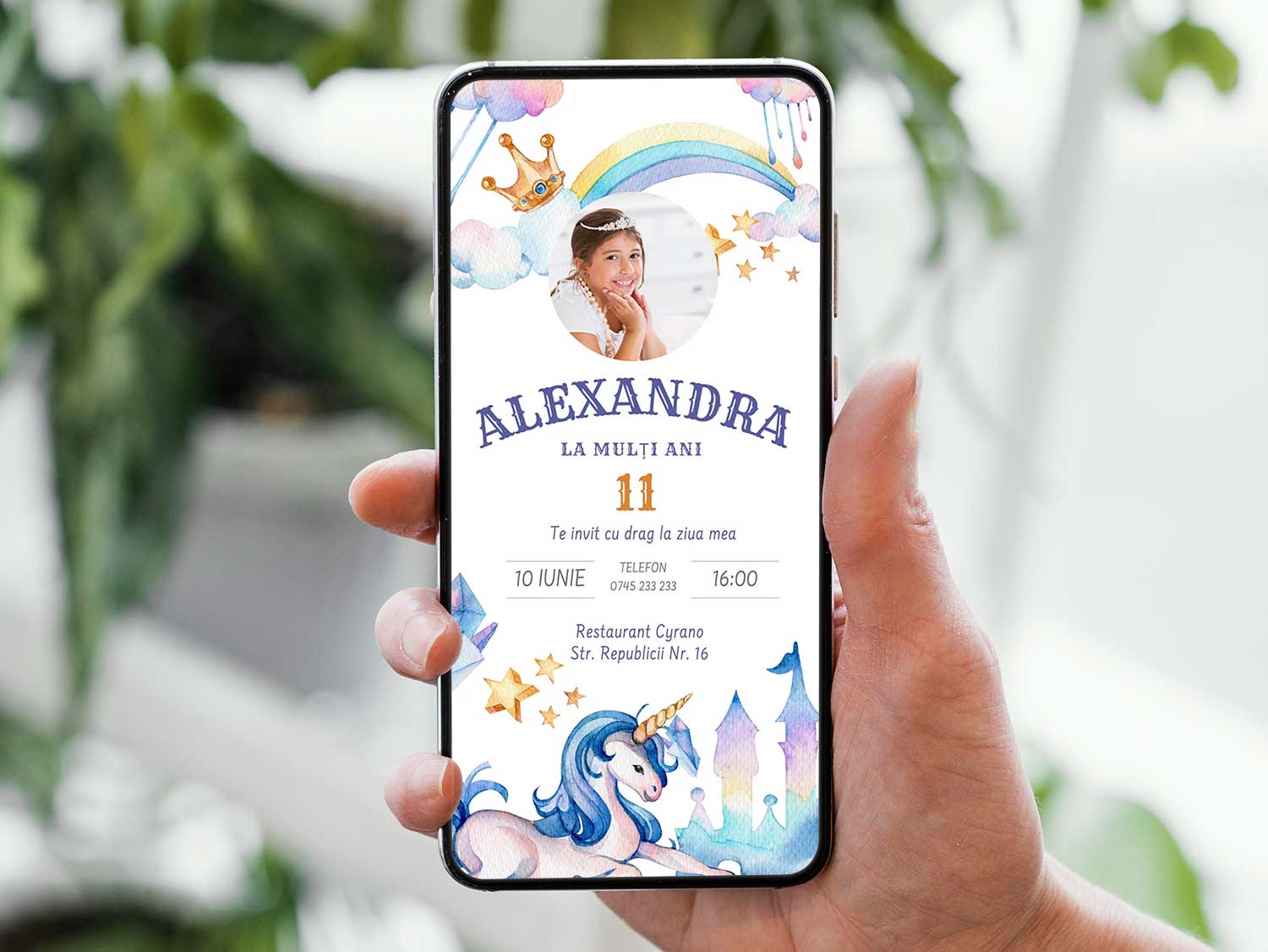 Invitatie Zi De Nastere Unicorn, Format Digital