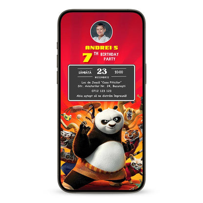 Invitatie Zi De Nastere Ursul Panda, Format Digital