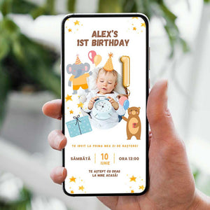 Invitatie Zi de Nastere Ursulet, Format Digital-BalloonEvents.ro