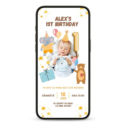 Invitatie Zi De Nastere Ursulet, Format Digital