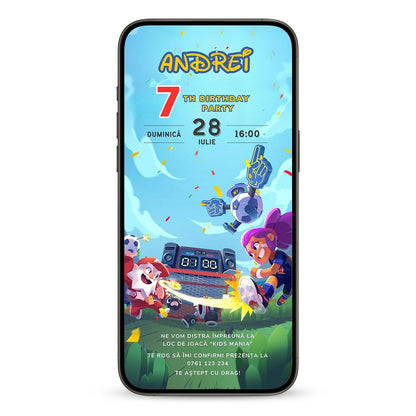 Invitatie Zi de Nastere, B Stars, Format Digital-BalloonEvents.ro