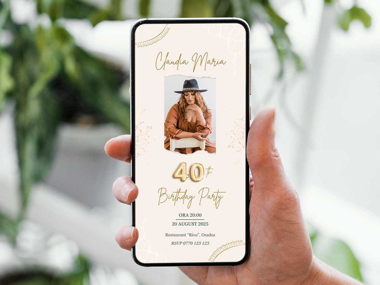 Invitatie Zi de Nastere Beautiful, Format Digital