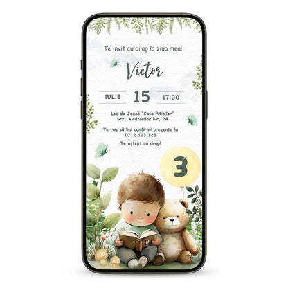 Invitatie Zi de Nastere Eu si Ursuletul, Format Digital-BalloonEvents.ro