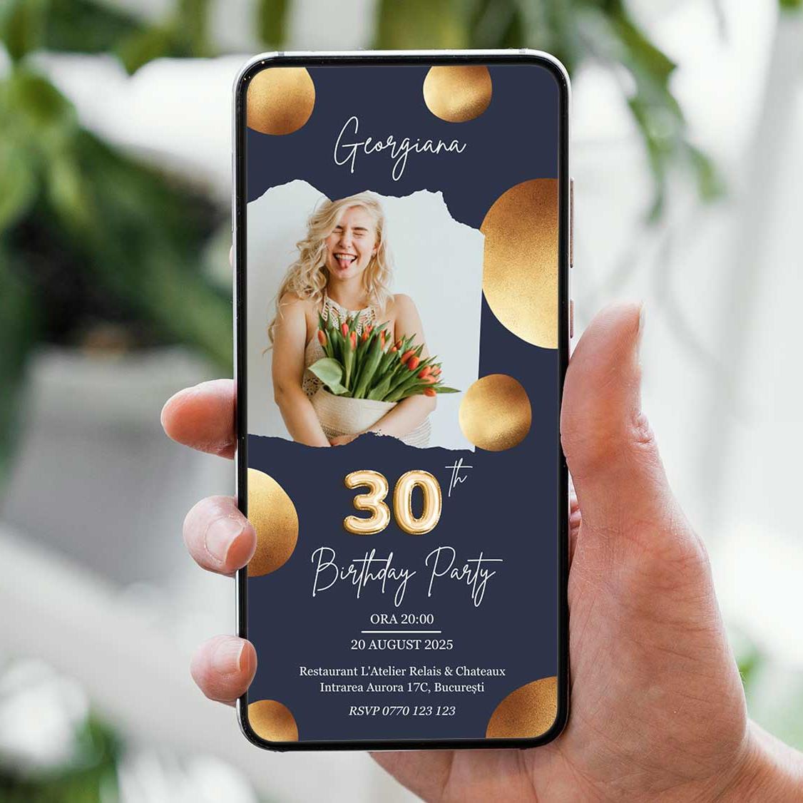 Invitatie Zi de Nastere Gorgeous, Format Digital-BalloonEvents.ro