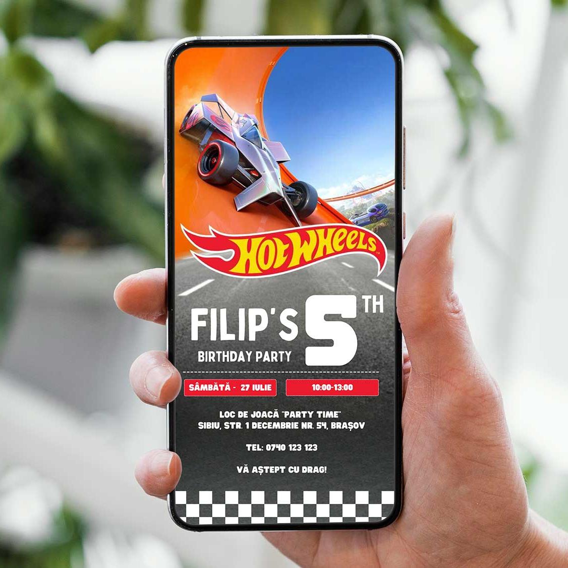Invitatie Zi de Nastere Hot Wheels, Format Digital-BalloonEvents.ro