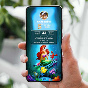 Invitatie Zi de Nastere Micuta Sirena, Format Digital-BalloonEvents.ro