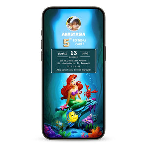 Invitatie Zi de Nastere Micuta Sirena, Format Digital-BalloonEvents.ro