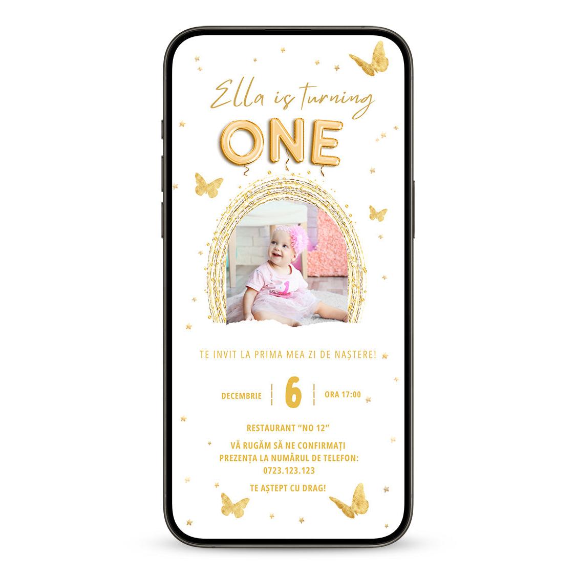 Invitatie Zi de Nastere ONE, Format Digital-BalloonEvents.ro