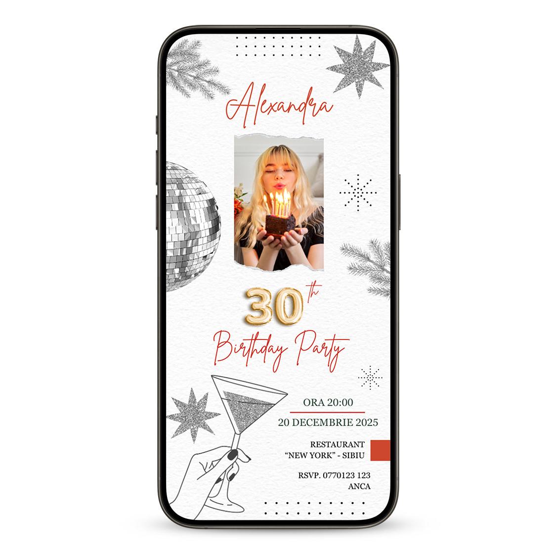 Invitatie Zi de Nastere Party Girl, Format Digital-BalloonEvents.ro