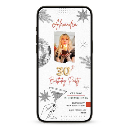 Invitatie Zi de Nastere Party Girl, Format Digital-BalloonEvents.ro