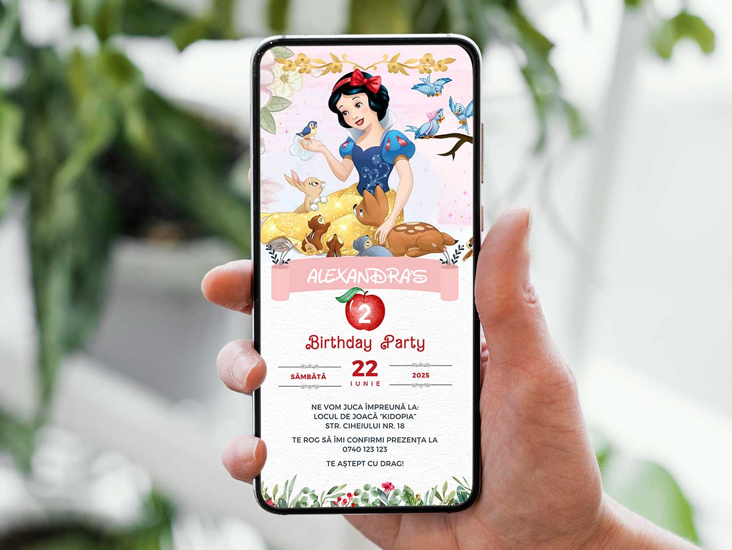 Invitatie Zi de Nastere Printesa Alba, Format Digital