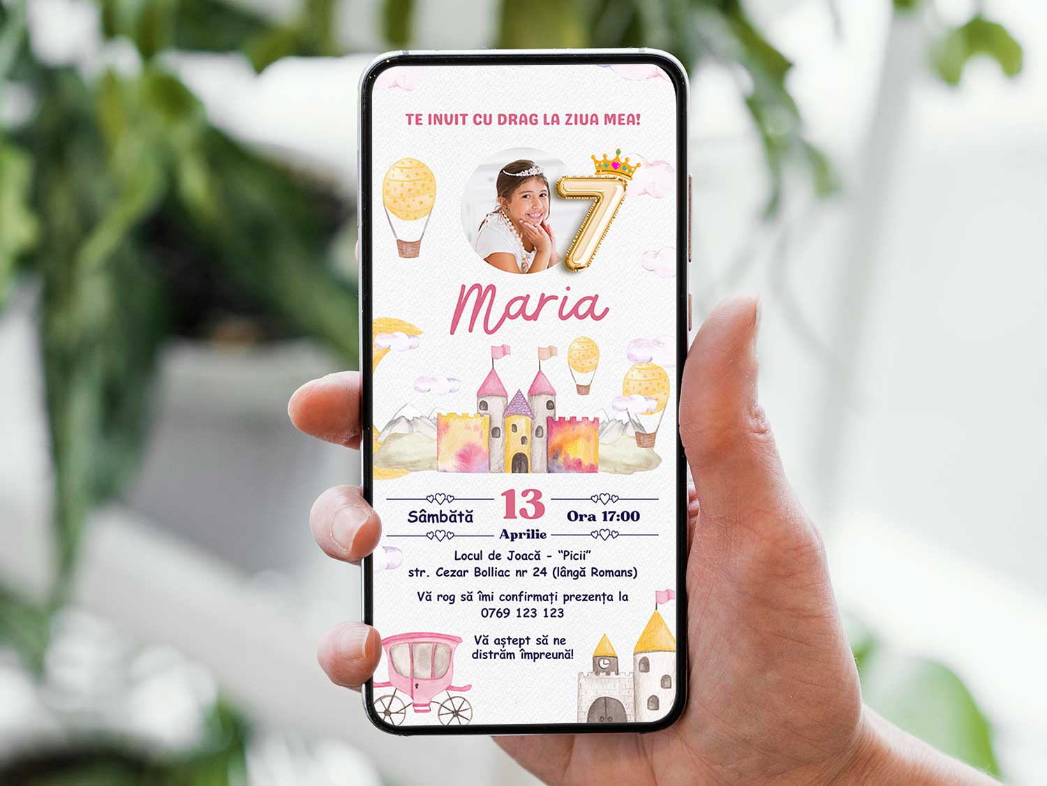 Invitatie Zi de Nastere Printesa, Format Digital