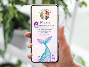 Invitatie Zi de Nastere Sirena Familiei, Format Digital