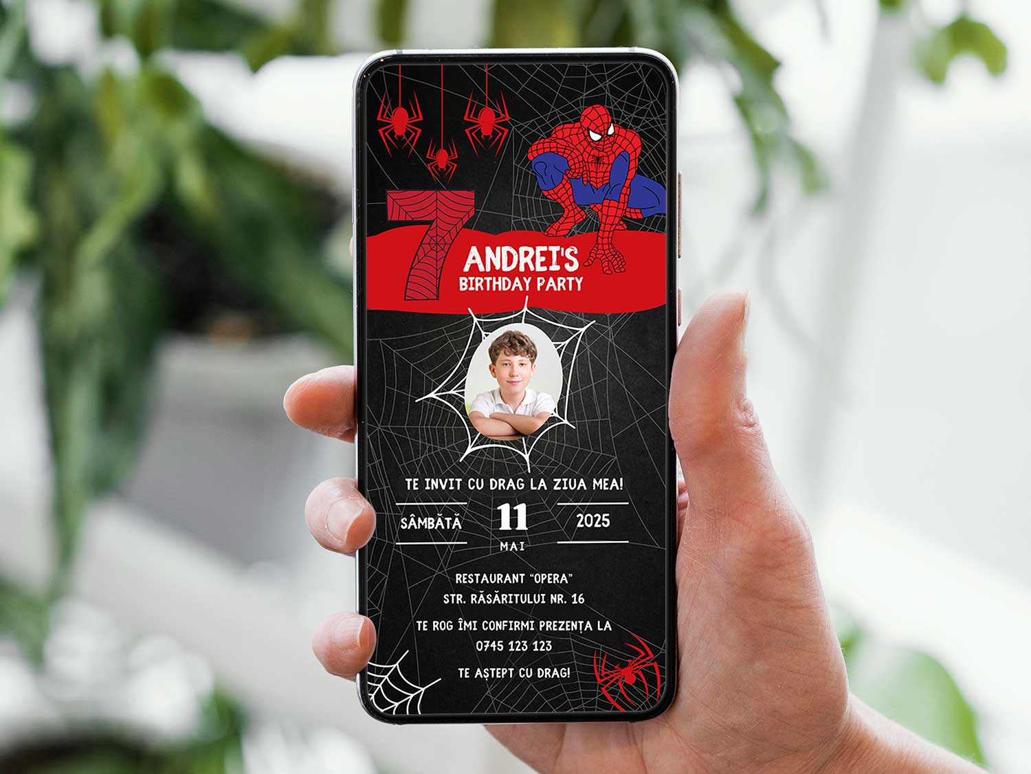 Invitatie Zi de Nastere Spiderman, Format Digital