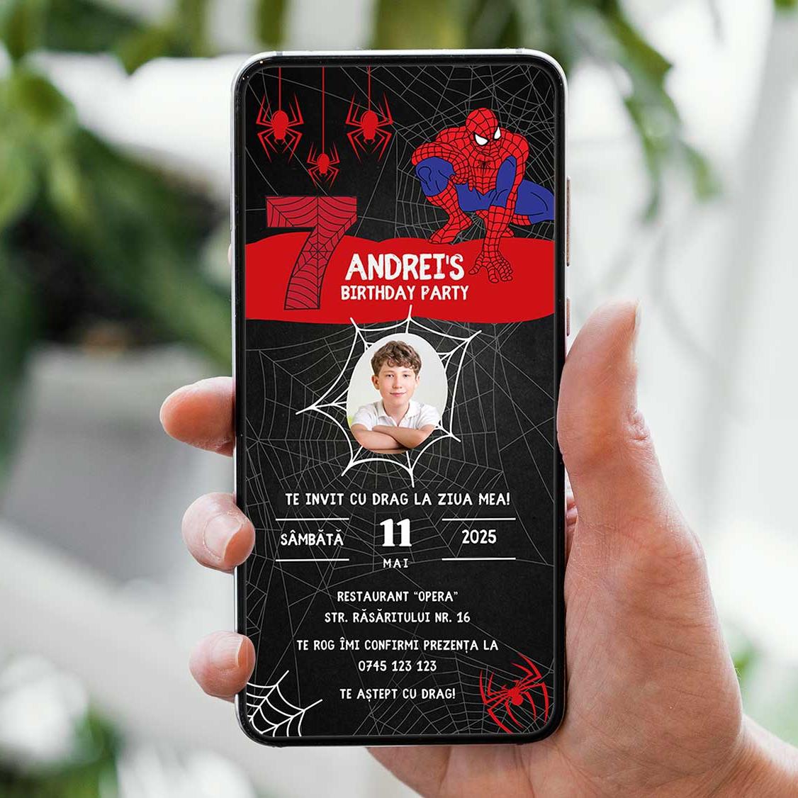 Invitatie Zi de Nastere Spiderman, Format Digital-BalloonEvents.ro