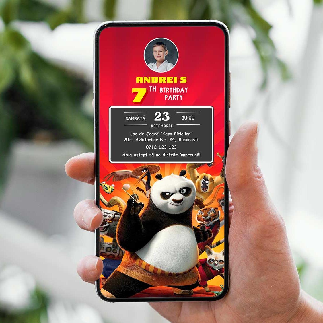 Invitatie Zi de Nastere Ursul Panda, Format Digital-BalloonEvents.ro