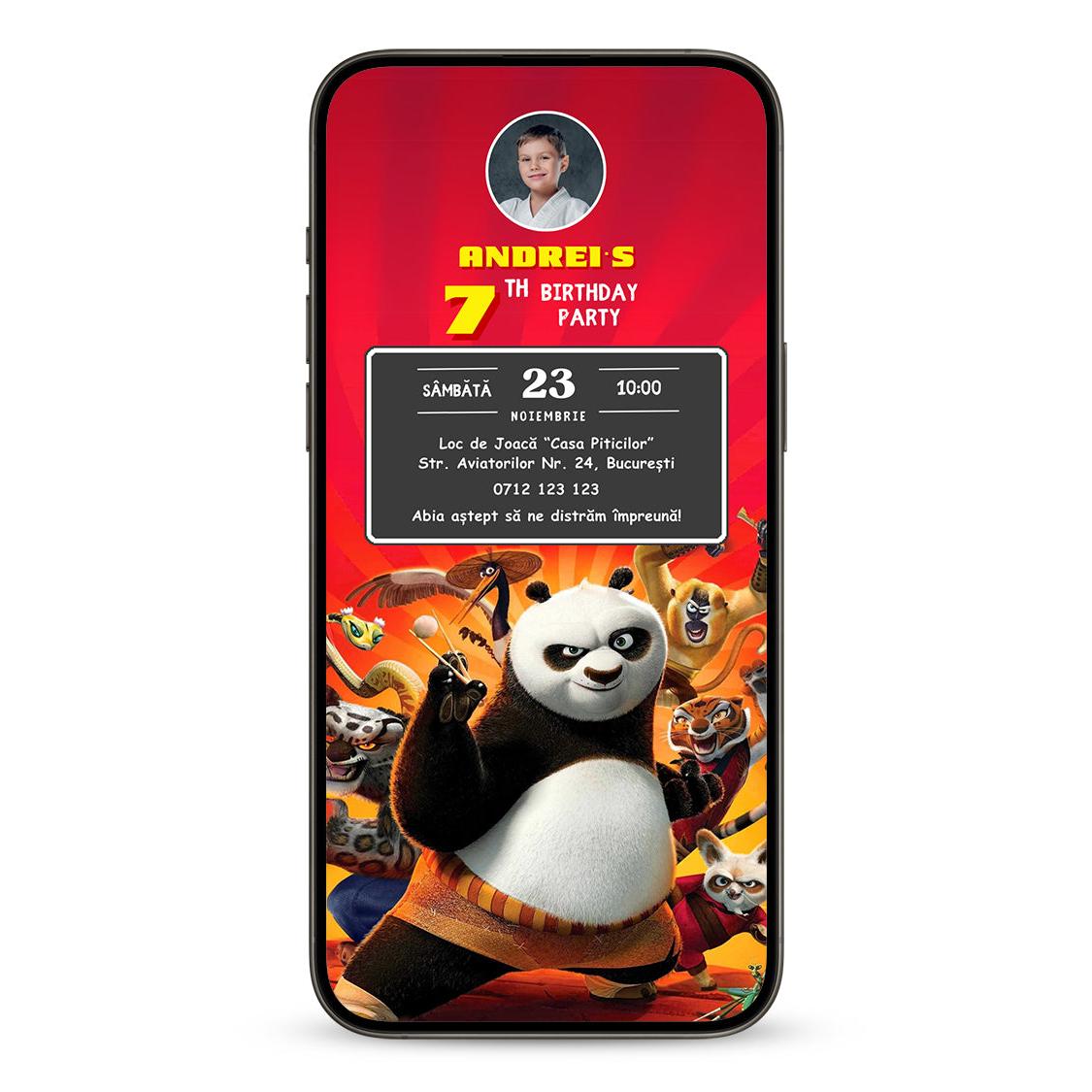 Invitatie Zi de Nastere Ursul Panda, Format Digital-BalloonEvents.ro