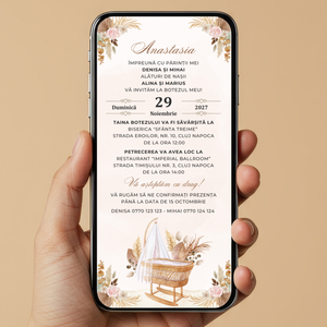 Invitatie Botez Boho, Format Digital