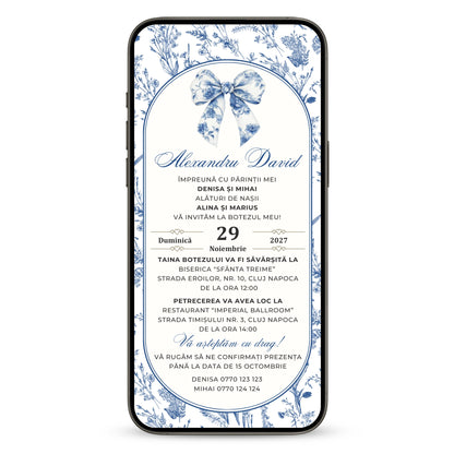 Invitatie Botez Blue Symphony, Format Digital