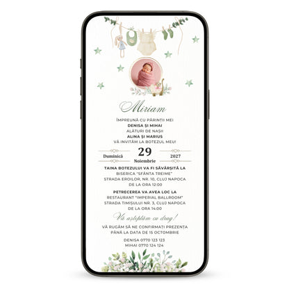 Invitatie Botez Ella, Format Digital