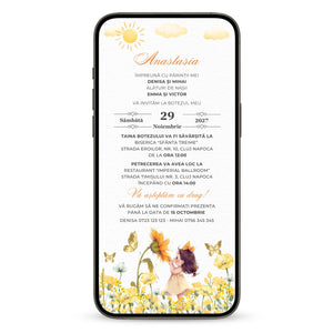 Invitatie Botez Fetita Soarelui, Format Digital