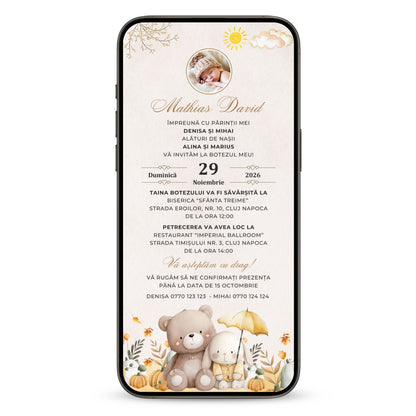 Invitatie Botez Forever Friends, Format Digital