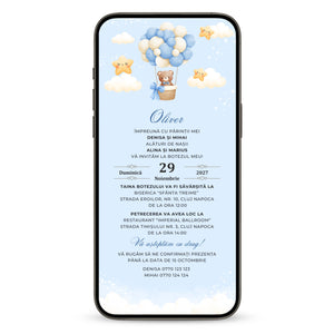 Invitatie Botez Hot Air, Format Digital