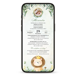 Invitatie Botez Lion, Format Digital