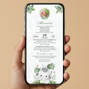 Invitatie Botez Micutul Elefantel, Format Digital