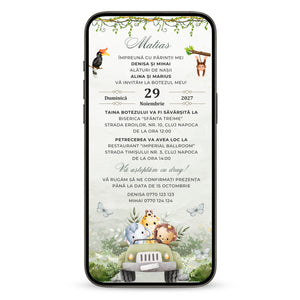 Invitatie Botez Safari Green Edition, Format Digital