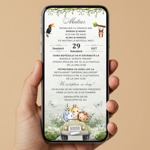 Invitatie Botez Safari Green Edition, Format Digital