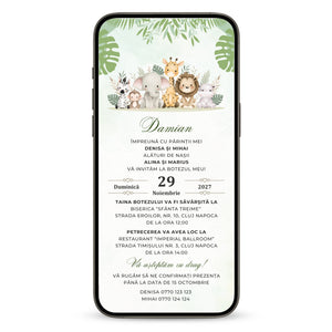 Invitatie Botez Safari Time, Format Digital