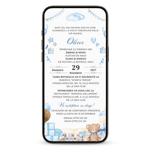 Invitatie Botez Ursuletul Jucaus, Format Digital