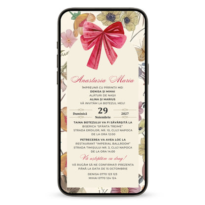 Invitatie Botez Velvet, Format Digital
