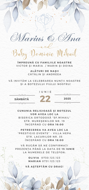 Invitatie Nunta-Botez, Digitala Blue