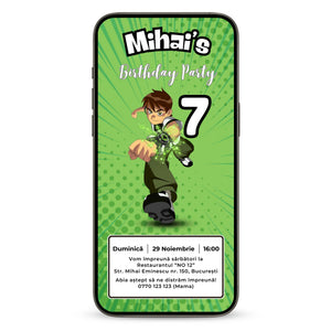 Invitatie Zi De Nastere Ben 10, Format Digital