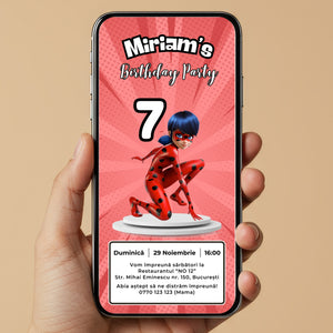 Invitatie Zi De Nastere Miraculos Buburuza, Format Digital