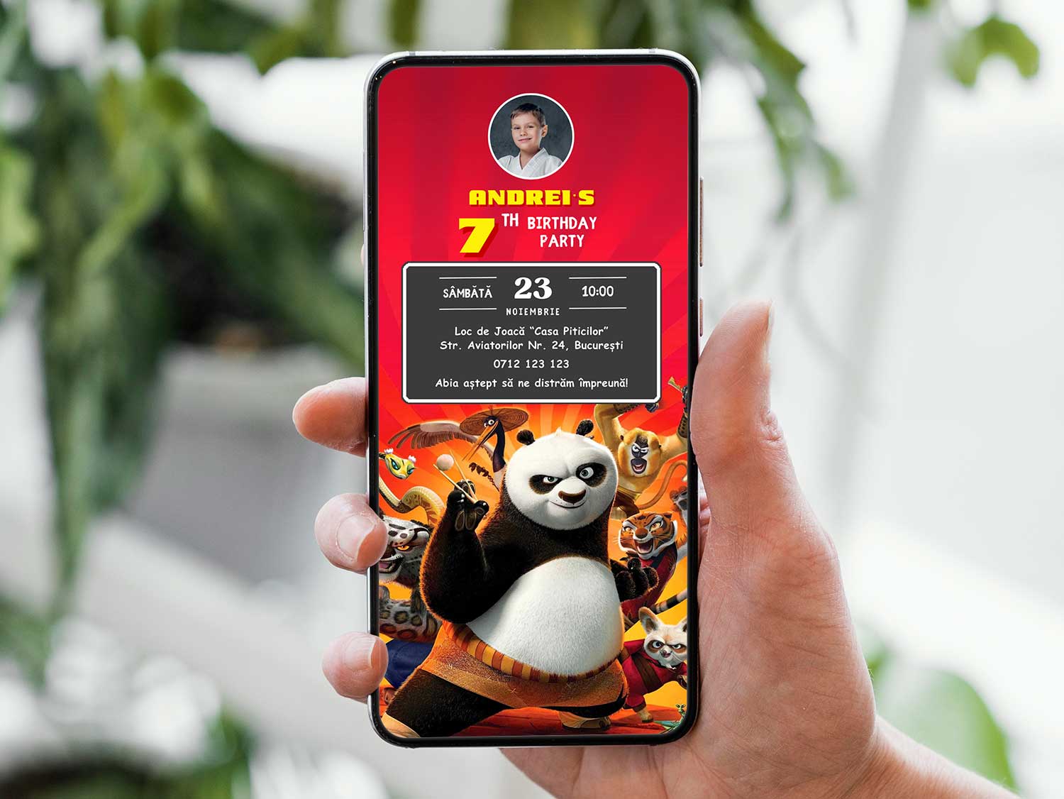 Invitatie Zi de Nastere Ursul Panda, Format Digital-BalloonEvents.ro