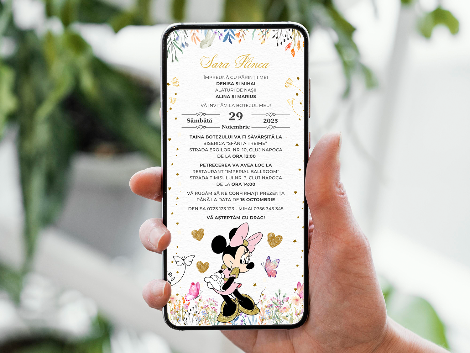 Invitatie Botez Minnie, Format Digital-BalloonEvents.ro