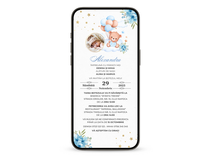 Invitatie Botez My Baby Boy, Format Digital-BalloonEvents.ro