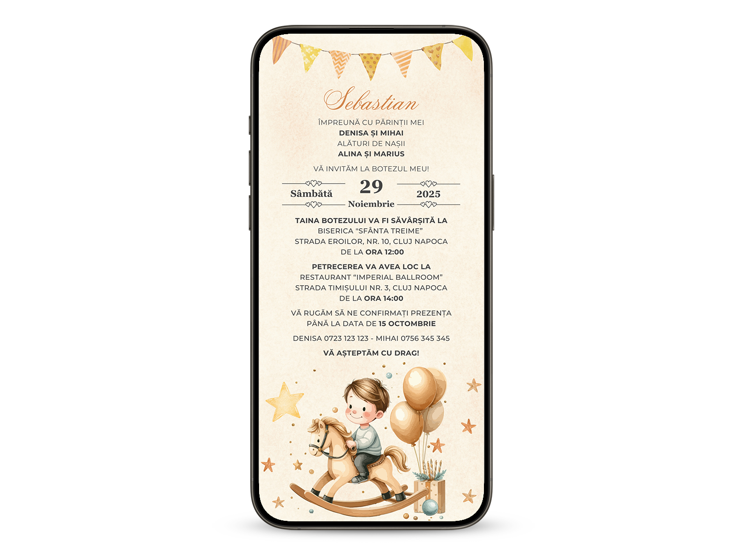 Invitatie Botez My Prince, Format Digital-BalloonEvents.ro