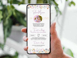 Invitatie Taierea Motului - Turta, Pastel Flower, Format Digital