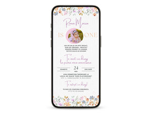 Invitatie Taierea Motului - Turta, Pastel Flower, Format Digital