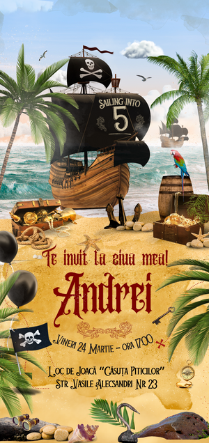 Invitatie Zi De Nastere, Digitala, Pirati