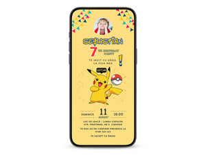 Invitatie Zi de Nastere Pokemon, Format Digital-BalloonEvents.ro