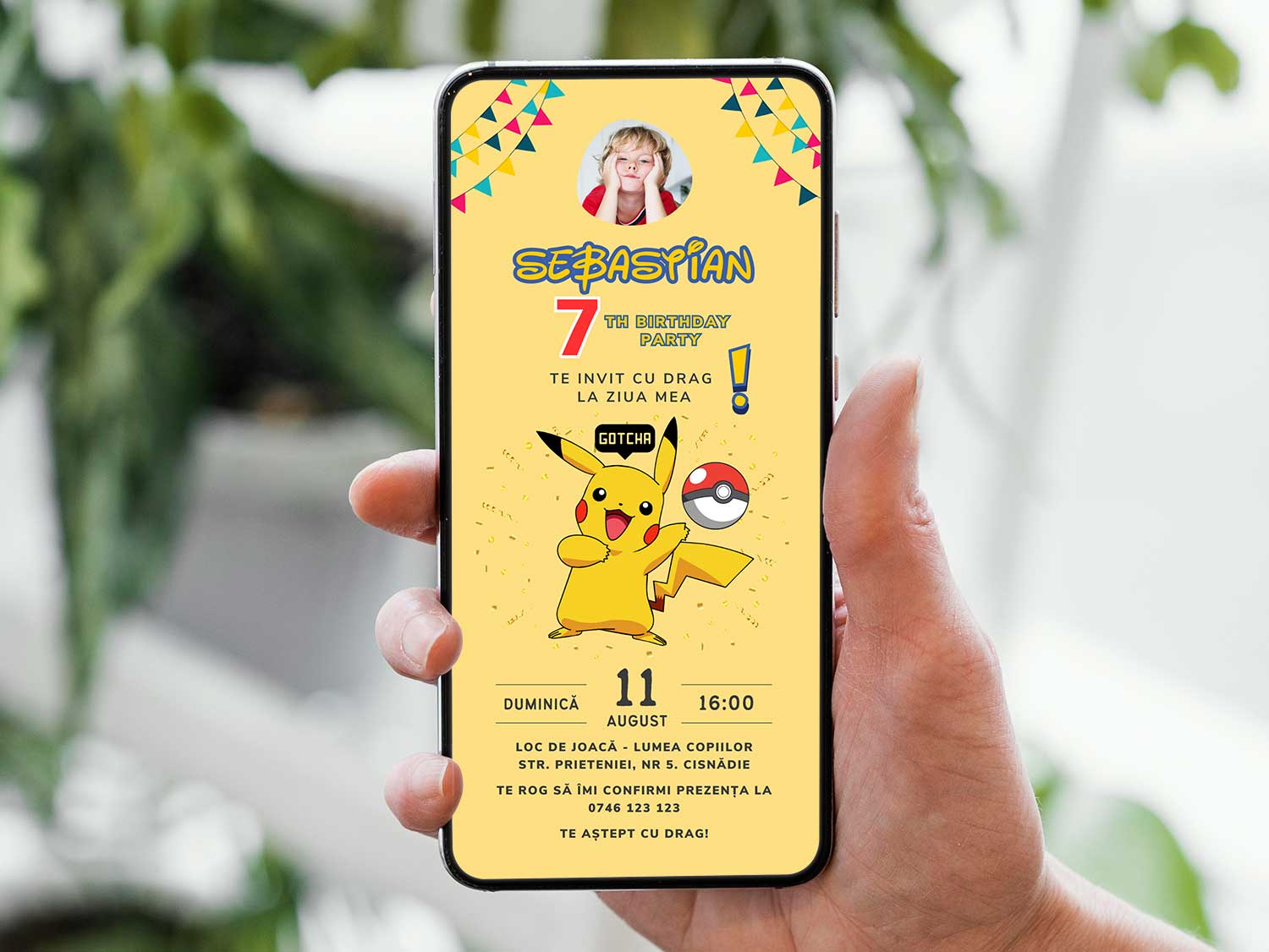 Invitatie Zi de Nastere Pokemon, Format Digital-BalloonEvents.ro