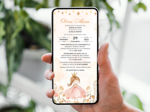 Invitatie Botez Story Princess, Format Digital-BalloonEvents.ro