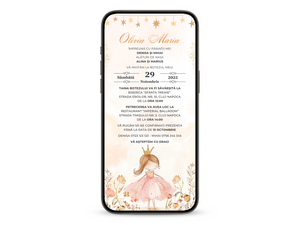 Invitatie Botez Story Princess, Format Digital-BalloonEvents.ro